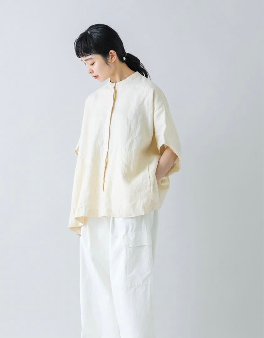 かぐれ リネンスクエアケープシャツ　イエロー　2025SS