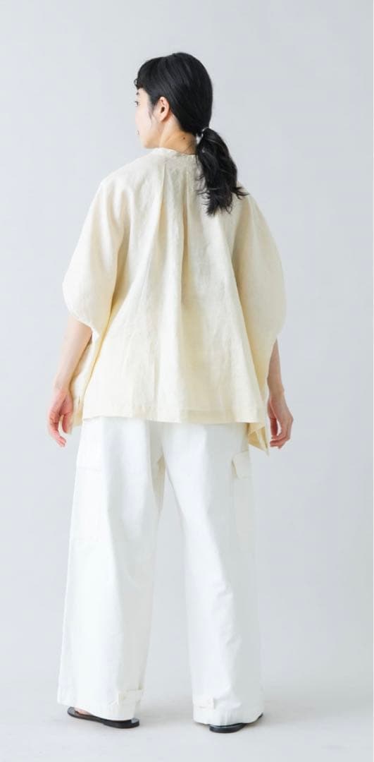 かぐれ リネンスクエアケープシャツ　イエロー　2025SS