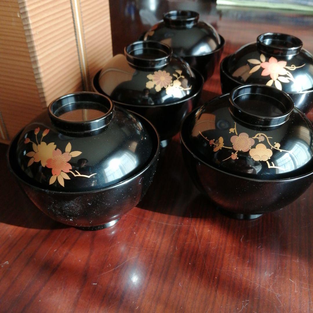 象彦　金彩蓋付吸物椀　5客　11.5cm