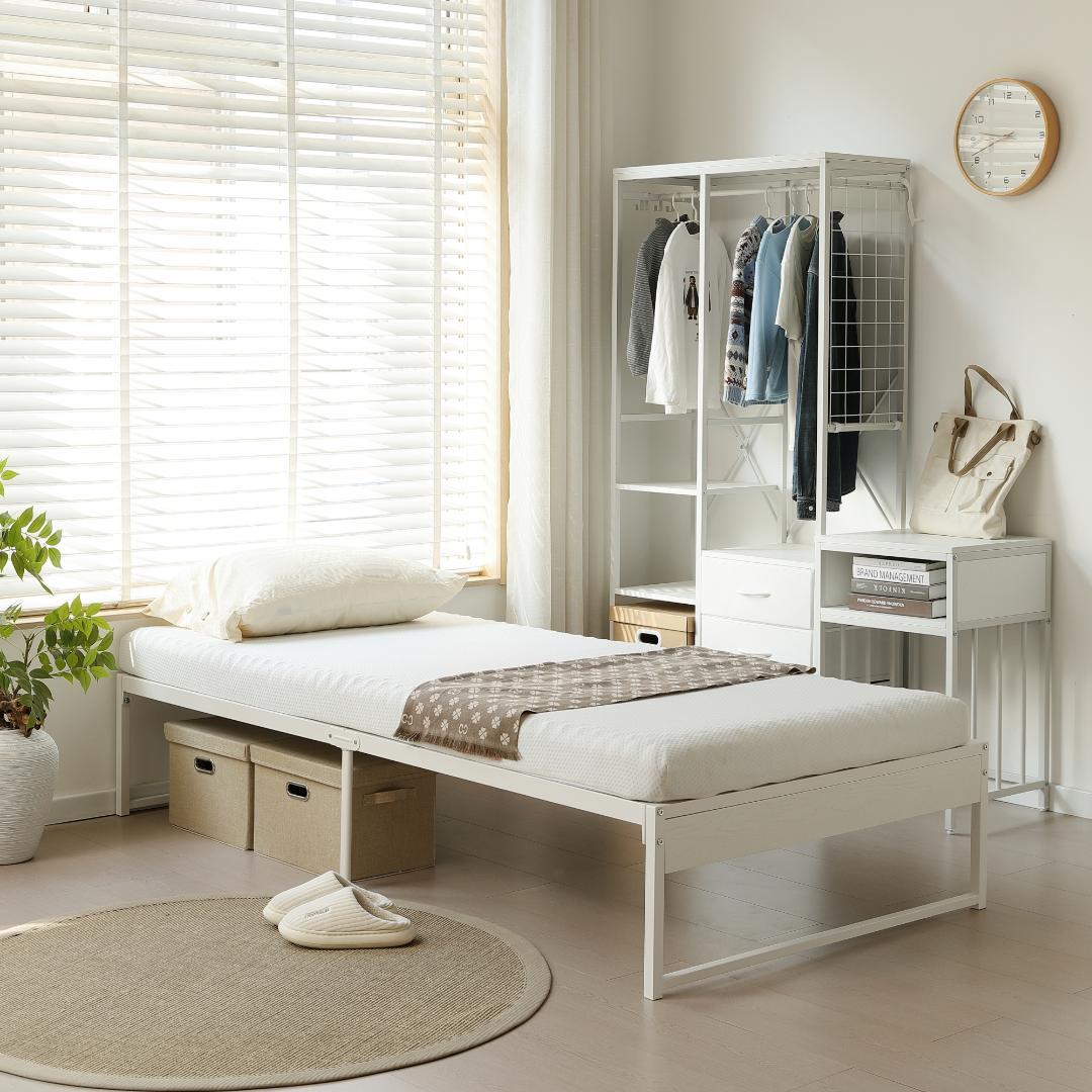 超人気！【シングル S】ベッドフレーム パイプベッド White