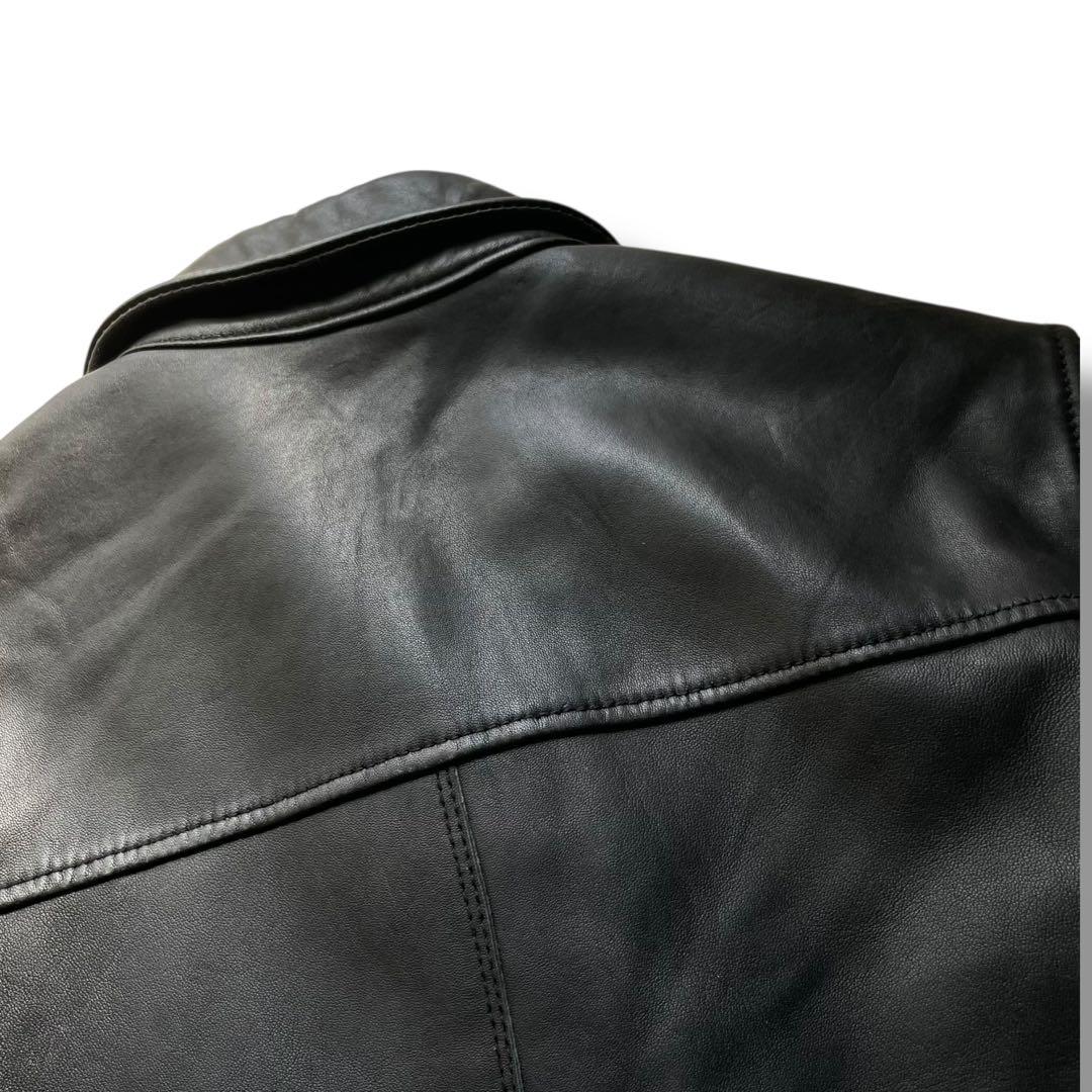 ナノユニバース ラムレザー ヴィンテージ シングル ライダース ジャケット S