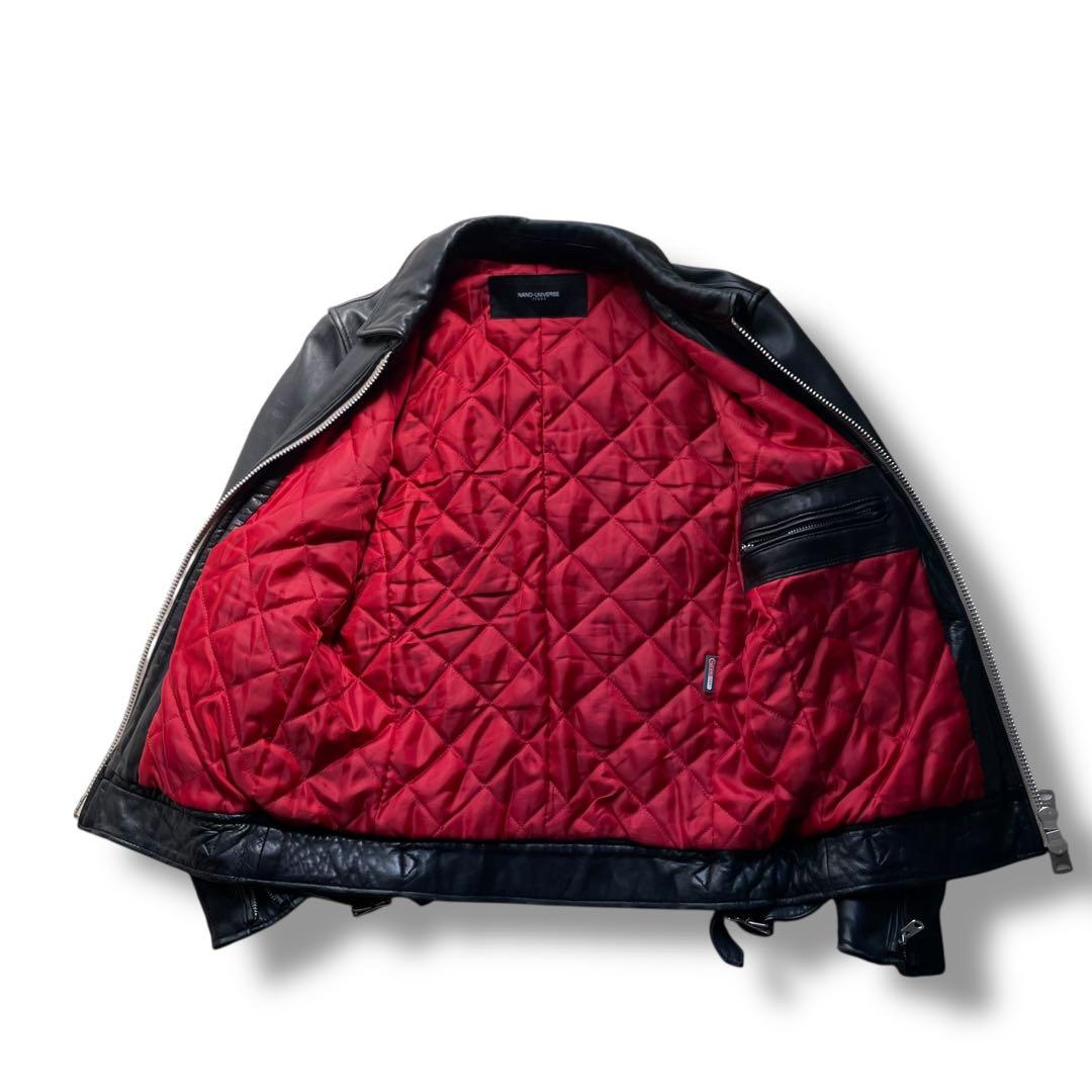 ナノユニバース ラムレザー ヴィンテージ シングル ライダース ジャケット S