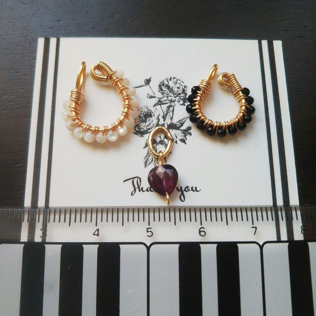 【サービス品】高品質 マザーオブパール ブラックスピネル ガーネット イヤーカフ