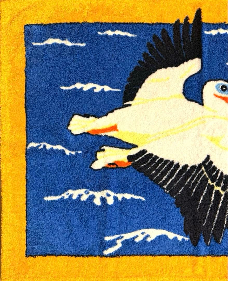 美品 可愛い エルメス ビーチタオル ラグ 玄関マット ペリカン 夏 海
