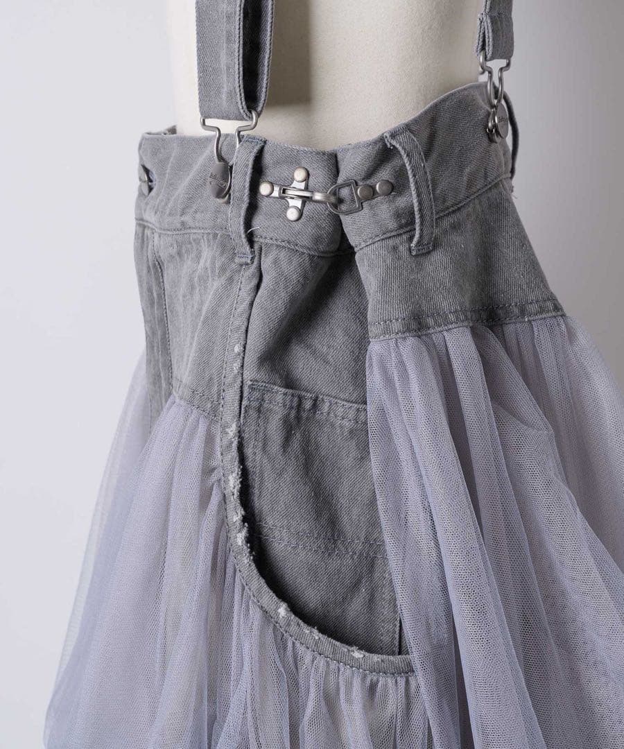 タグ付き未使用【ラベルエチュード】サスペンダーデニムチュールSK