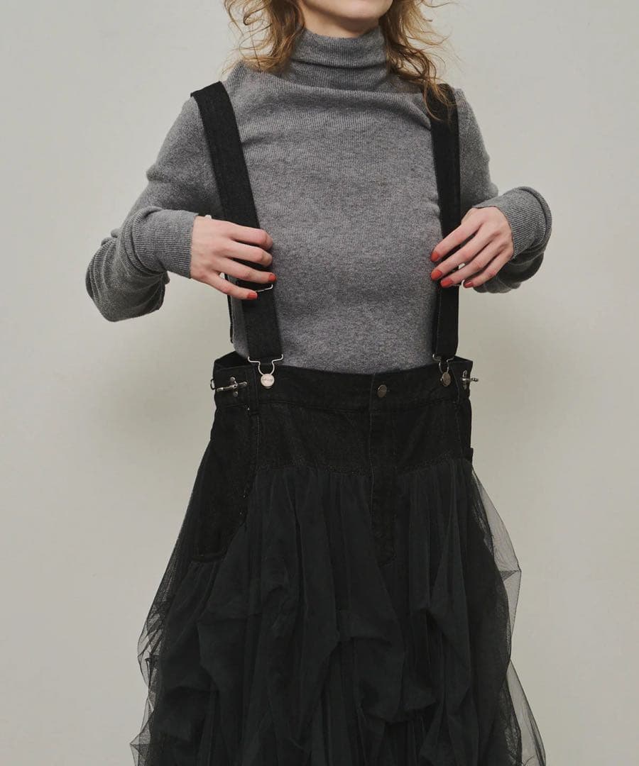 タグ付き未使用【ラベルエチュード】サスペンダーデニムチュールSK