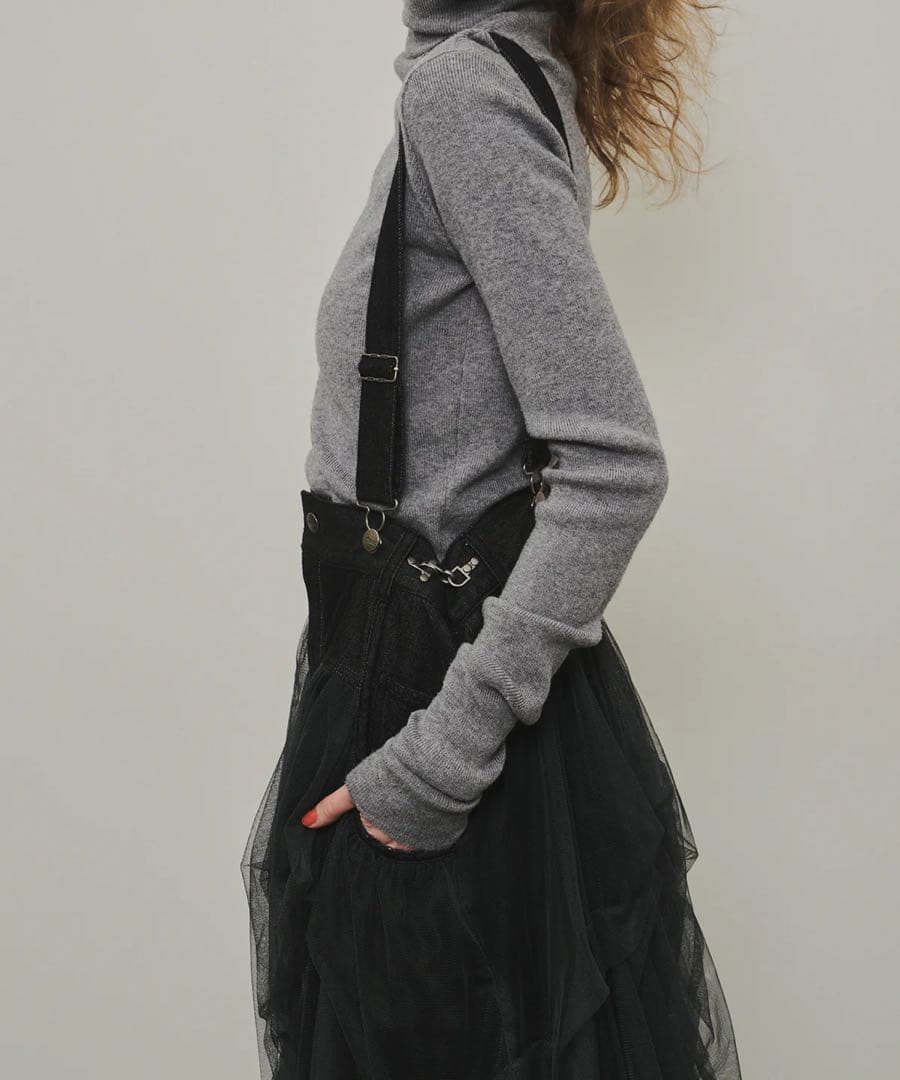 タグ付き未使用【ラベルエチュード】サスペンダーデニムチュールSK