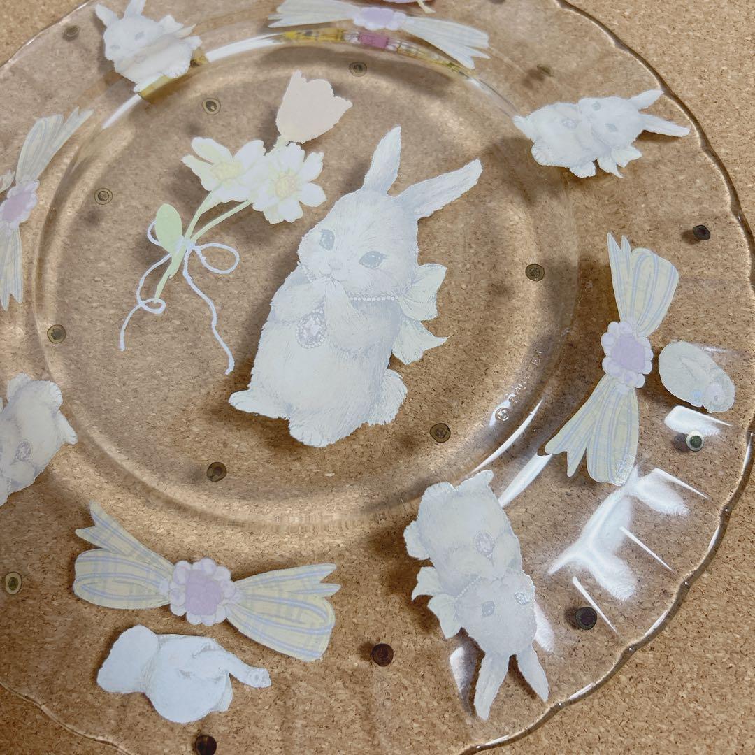 最終価格＊yukiemon コラージュアートプレート　おいのりうさちゃん