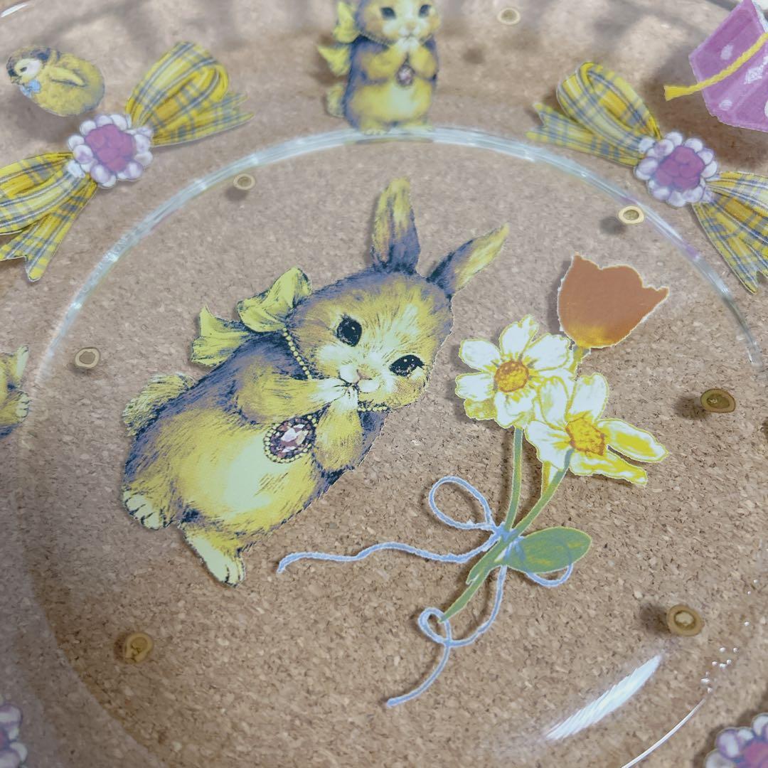 最終価格＊yukiemon コラージュアートプレート　おいのりうさちゃん