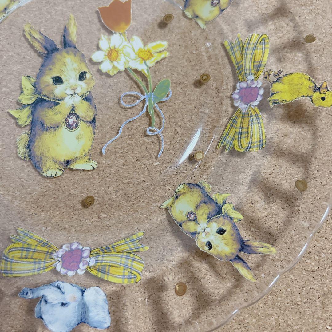 最終価格＊yukiemon コラージュアートプレート　おいのりうさちゃん