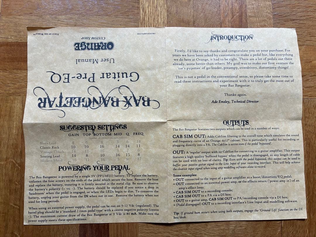 BAX BANGEETAR ギタープリアンプ