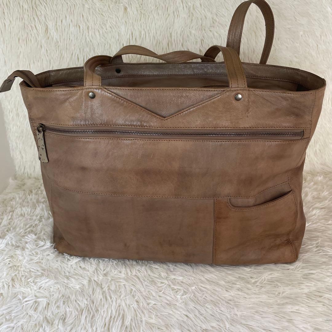 【大容量】ダンゲンテン トートバッグ オールレザー ブラウン A4収納可