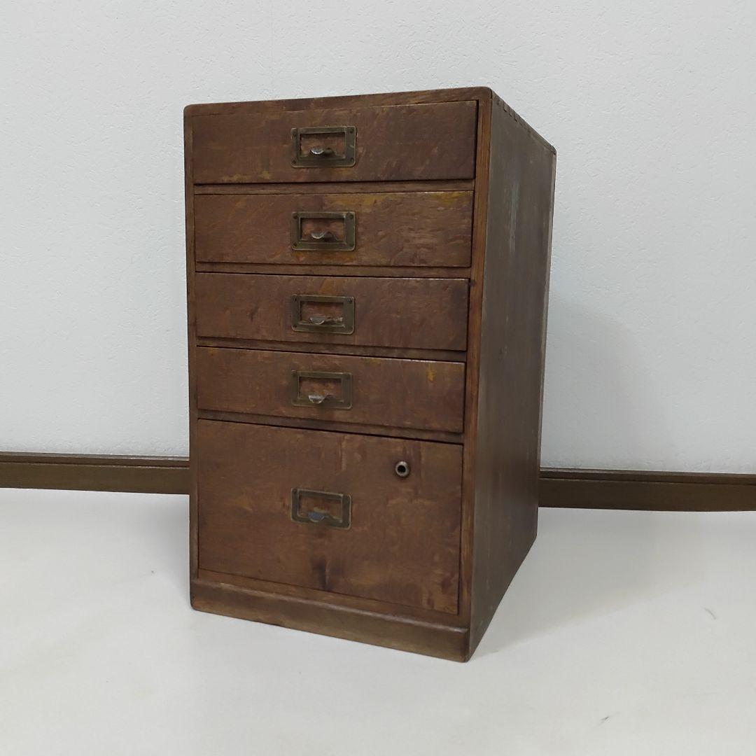 昭和レトロ 小引き出し 5段 5杯 小抽斗 木製 木箱 古家具 収納