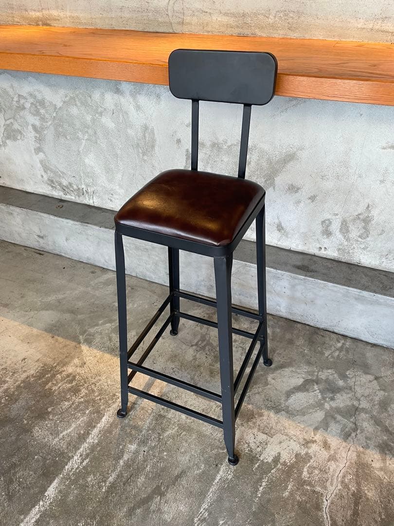 ダークブラウン アイアンバースツール アンティーク