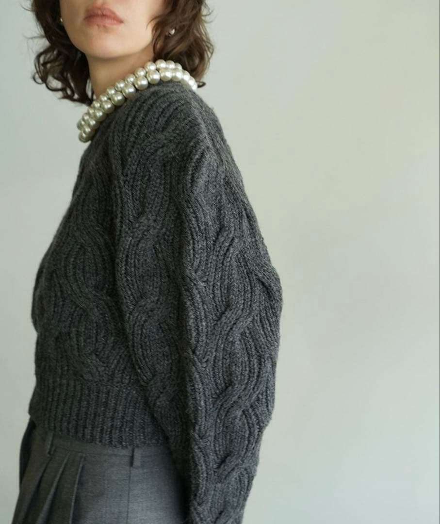 CLANE ケーブルニット グレー