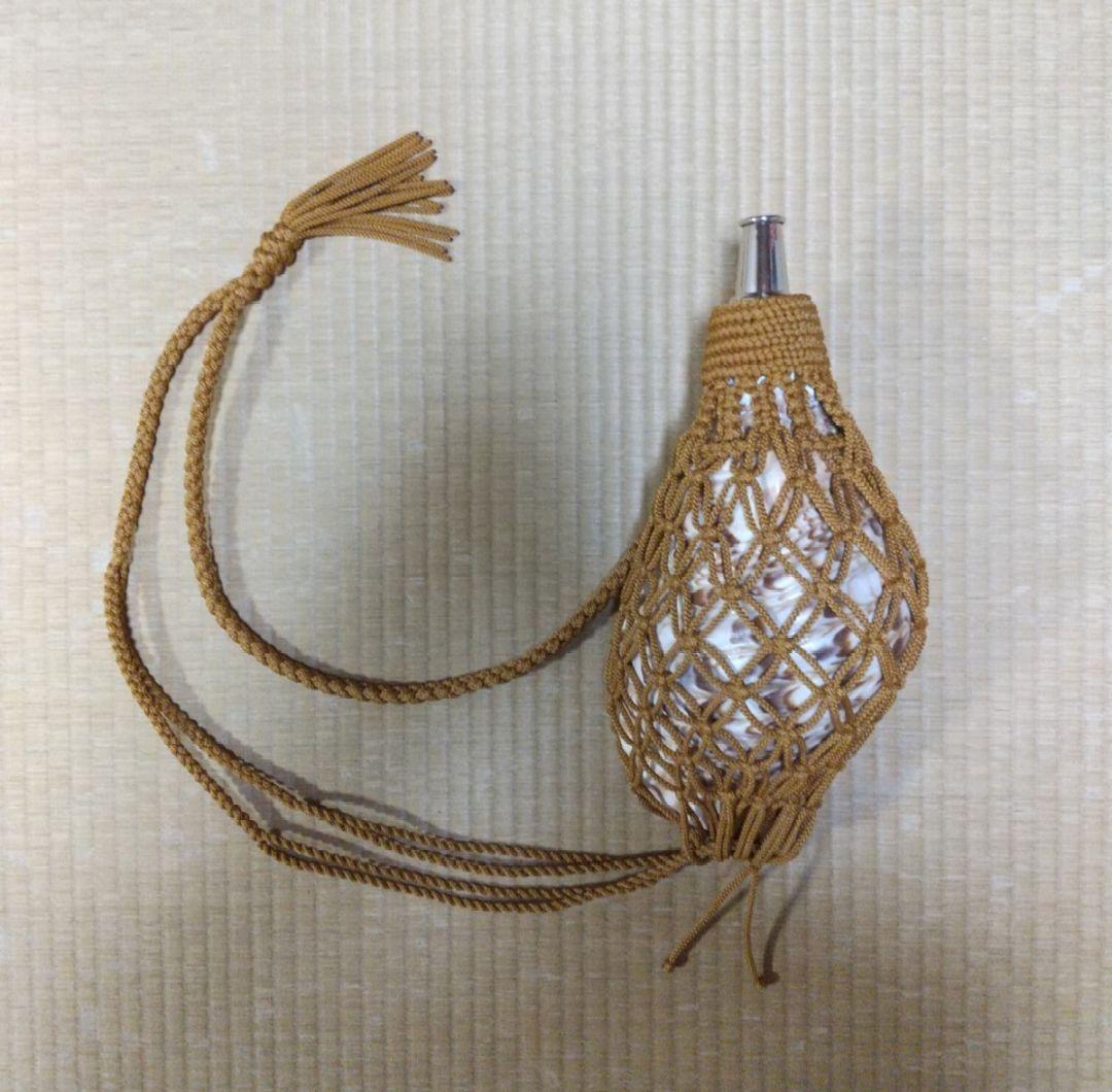 法螺貝　袋　中　からし色　七宝編み