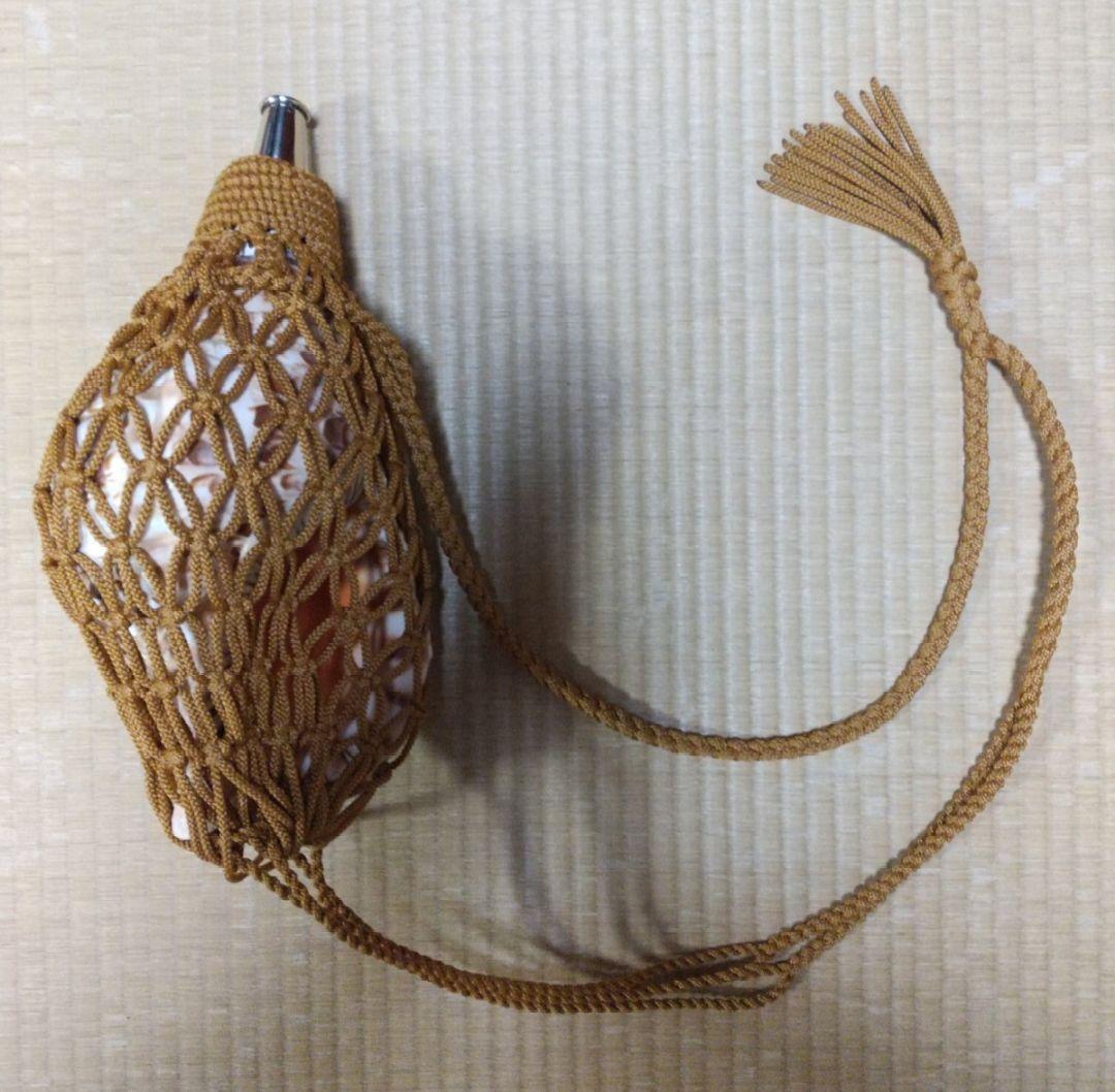 法螺貝　袋　中　からし色　七宝編み