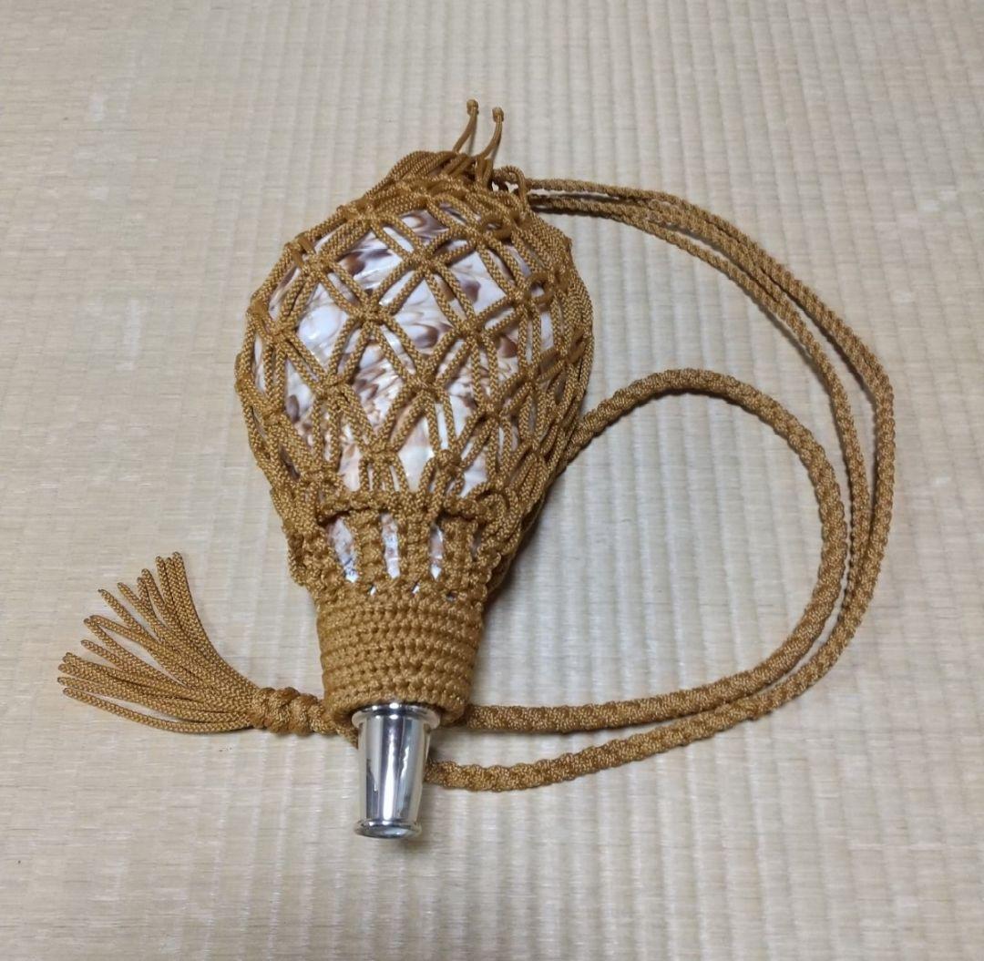 法螺貝　袋　中　からし色　七宝編み