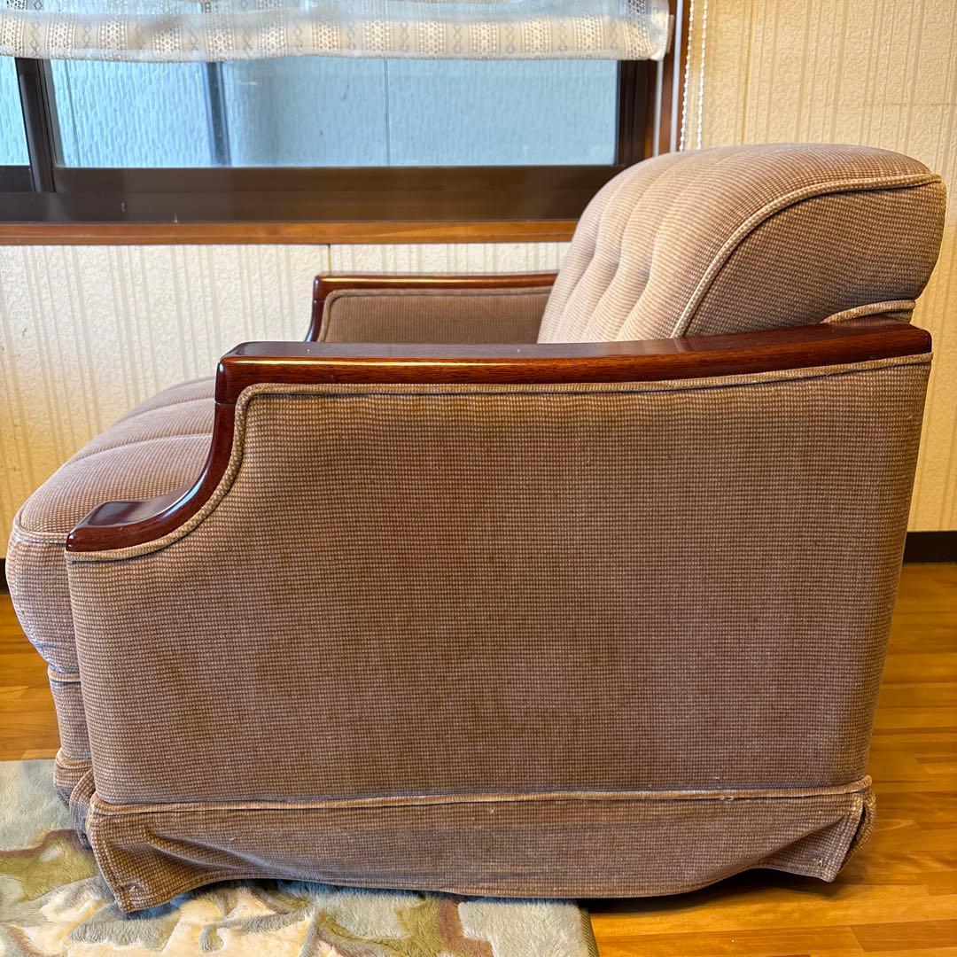 ①美品！昭和レトロ マルニ木工1人掛けソファ ビンテージ オールド コーデュロイ