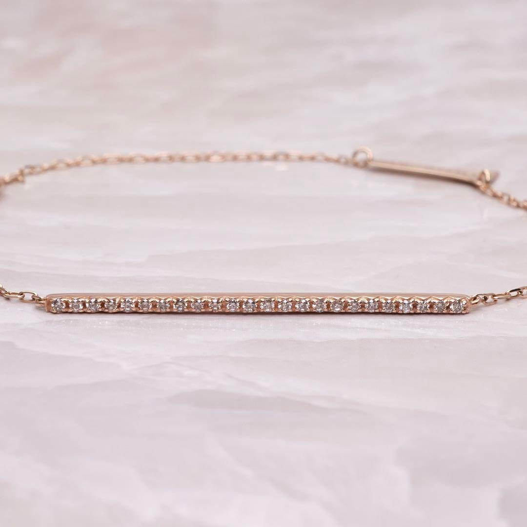 ★Hirotaka★ ダイヤモンド ロングバー ブレスレット K10YG