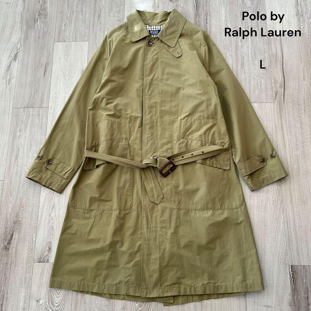 一枚袖 ポロバイラルフローレン ステンカラーコート スプリングコート L カーキ