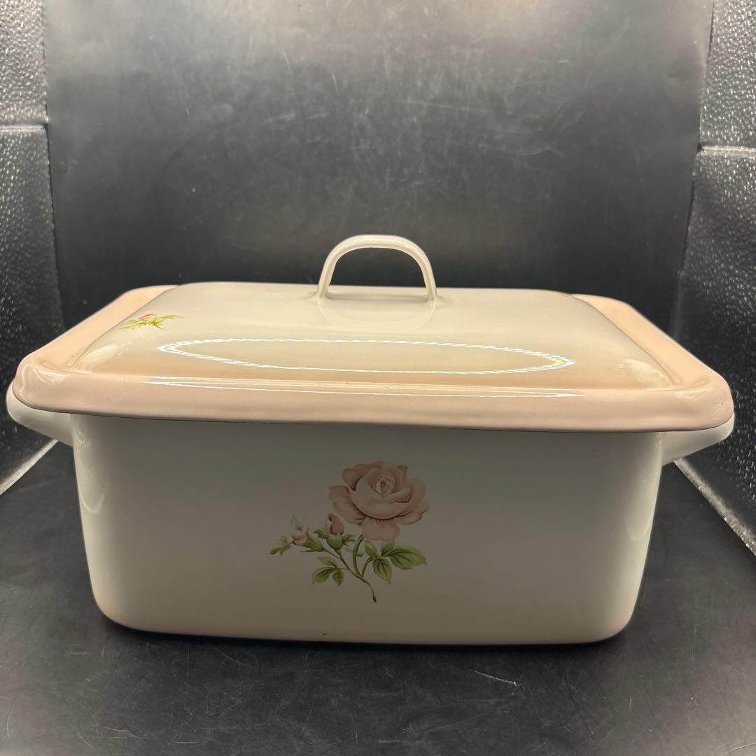 プラン・ド・パリ　ジュリアン　角ストッカー　ピスケット缶　ホーロー　琺瑯