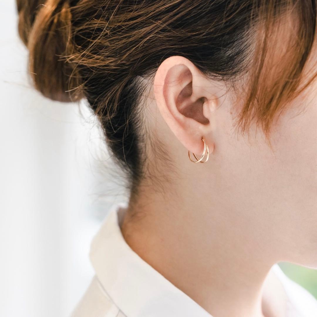 ◆L&Co.◆ K10 2連風 フープピアス