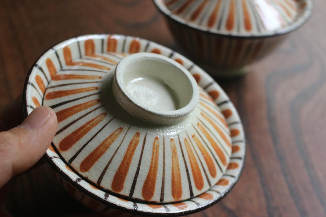 1点極小保管傷有！民芸の味わいある麦藁手の美しいお碗3点（検瀬戸焼木賊文白洲正子