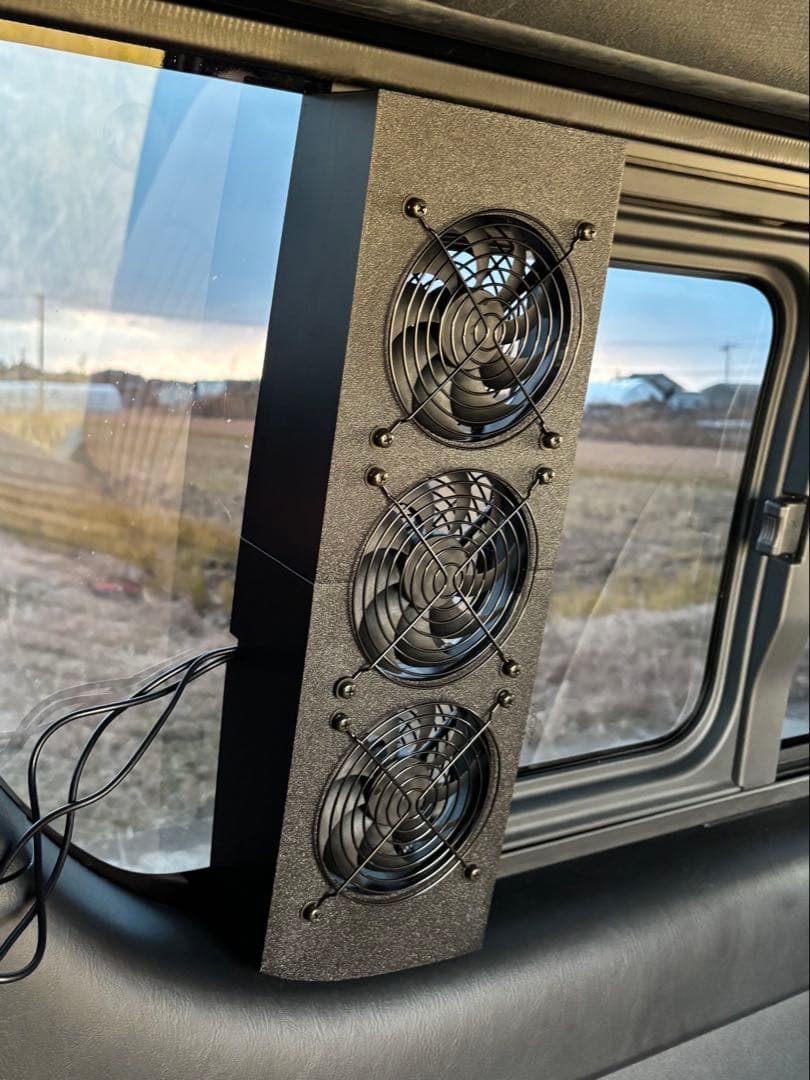 ハイエース 4型~ 換気扇 常設型 3連ファン ABS 『運転席側』防虫ネット付