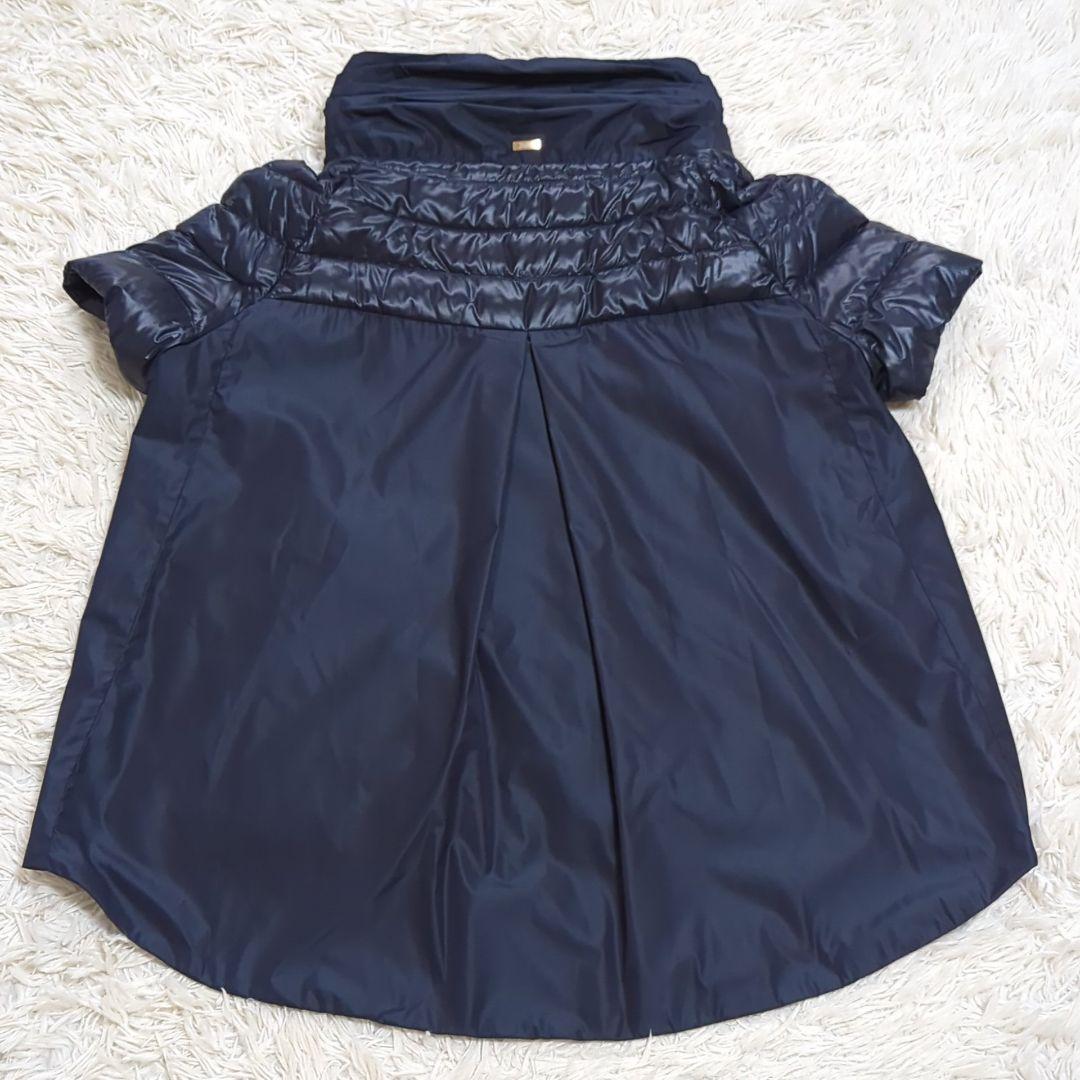 極美品 HERNO 46 大きいサイズ 半袖 ダウンベスト 異素材切替 紺