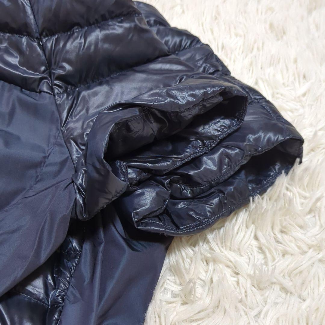 極美品 HERNO 46 大きいサイズ 半袖 ダウンベスト 異素材切替 紺