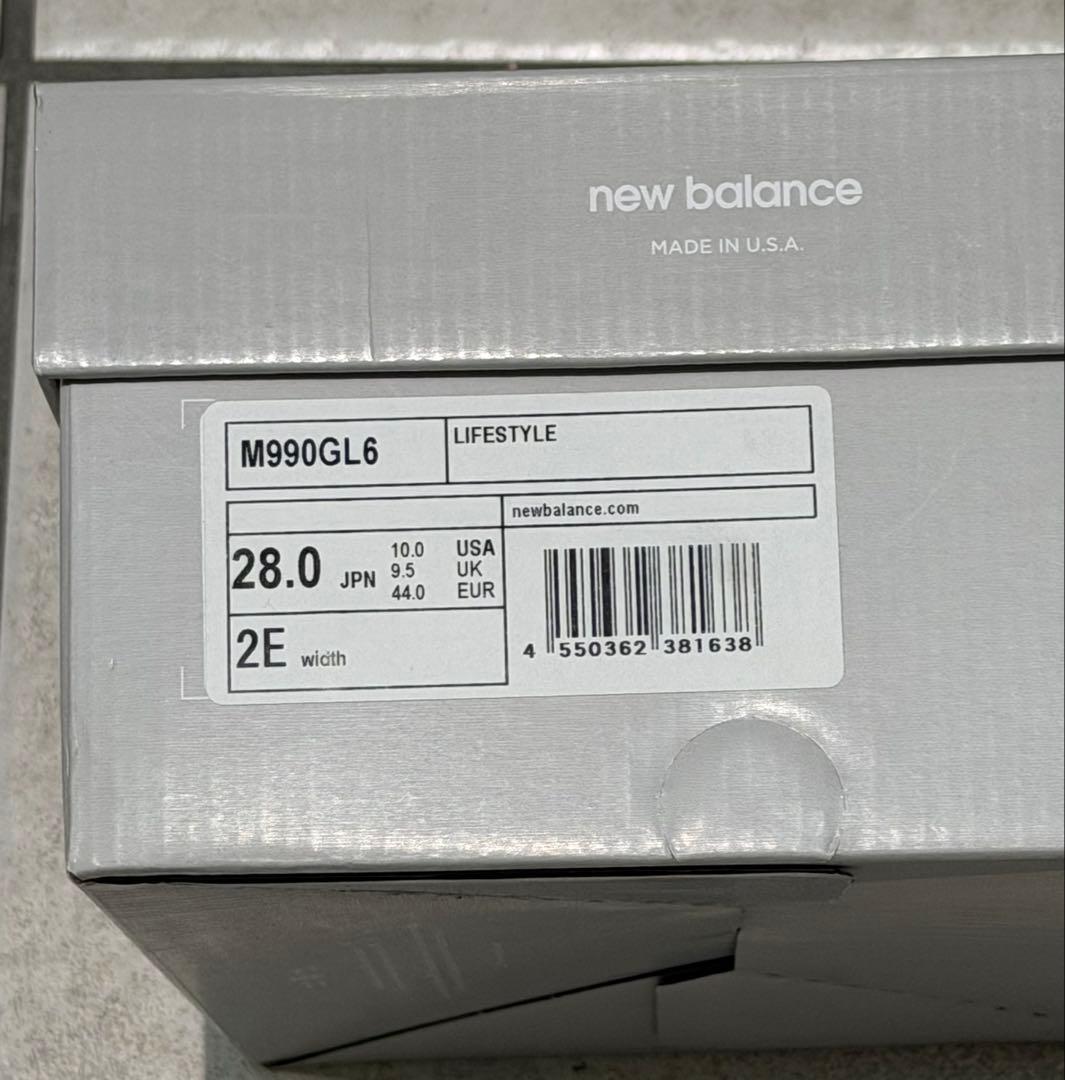 ニューバランス28.0cm 2E 990v6 グレー