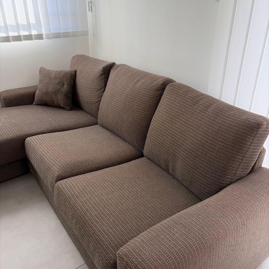 ベージュ L字型ソファセット ファブリック