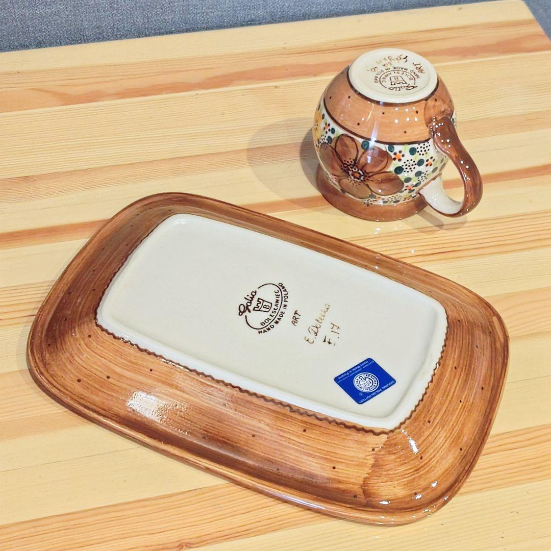 ポーリッシュポタリー　マグカップ　スクエアプレート　セット