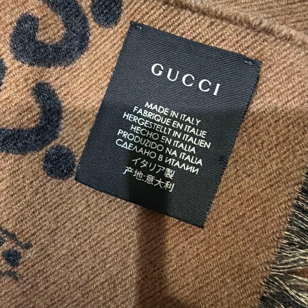 【美品】GUCCI BEE STAR GG 総柄 ウールマフラー