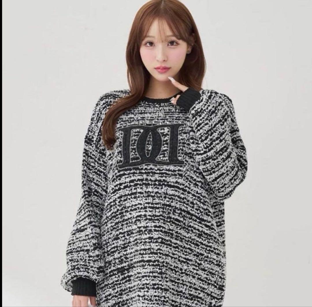 Darich ダーリッチ DDロゴツイードニットプルオーバー 黒