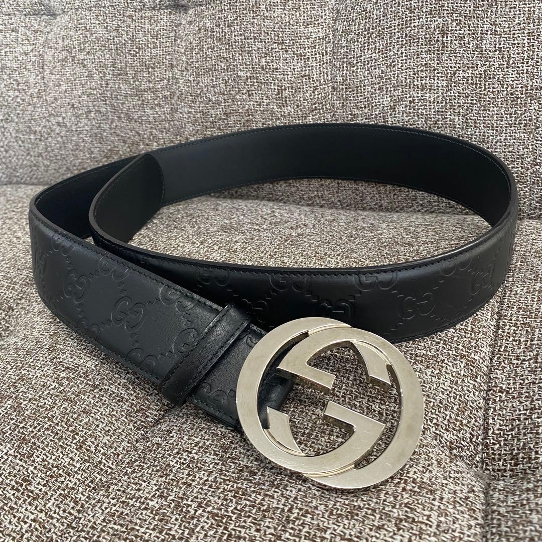 GUCCI グッチ インターロッキングG ベルト ブラック レザー D17