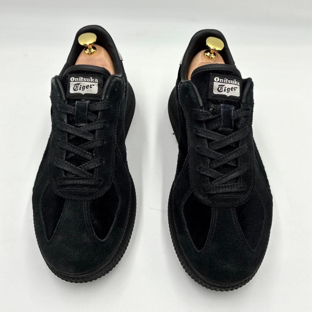美品 オニツカタイガー デレシティ スニーカー ブラック ベロア 厚底 27cm