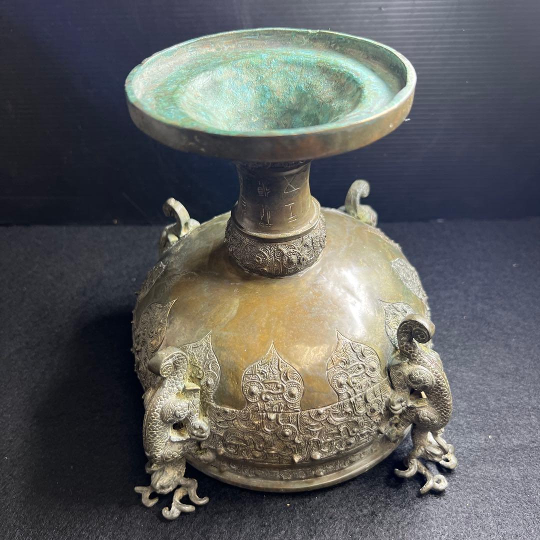 古代中国　古銅蓋物　木箱付　1740g/高さ約19.5㎝ 東Y7-1229☆2F