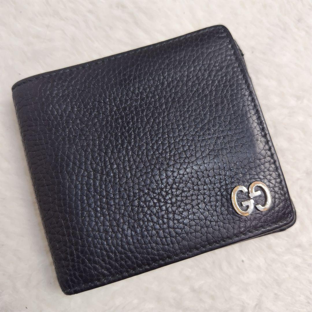 ✨美品✨ GUCCI グッチ　GGポイント　ブラック　財布　メンズ　レザー