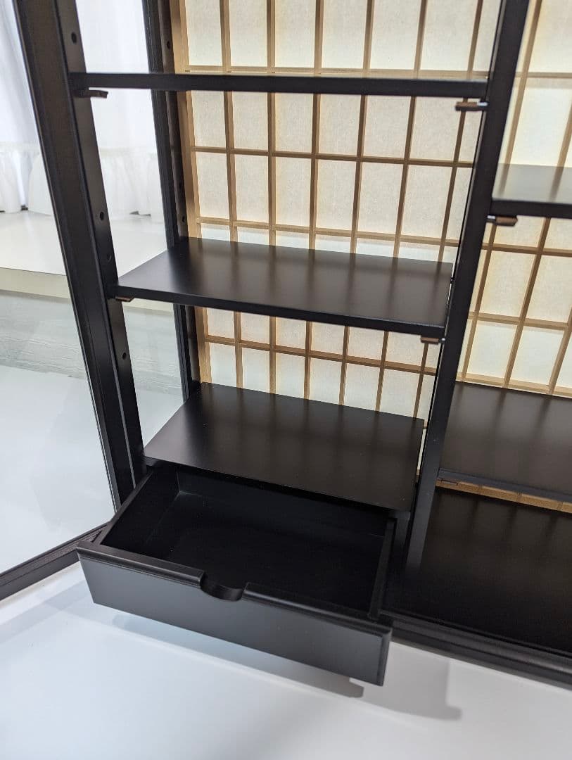 【新品】ガラス扉付きコレクションケース　可動棚付き　煎茶茶碗　飾り棚 　組立式