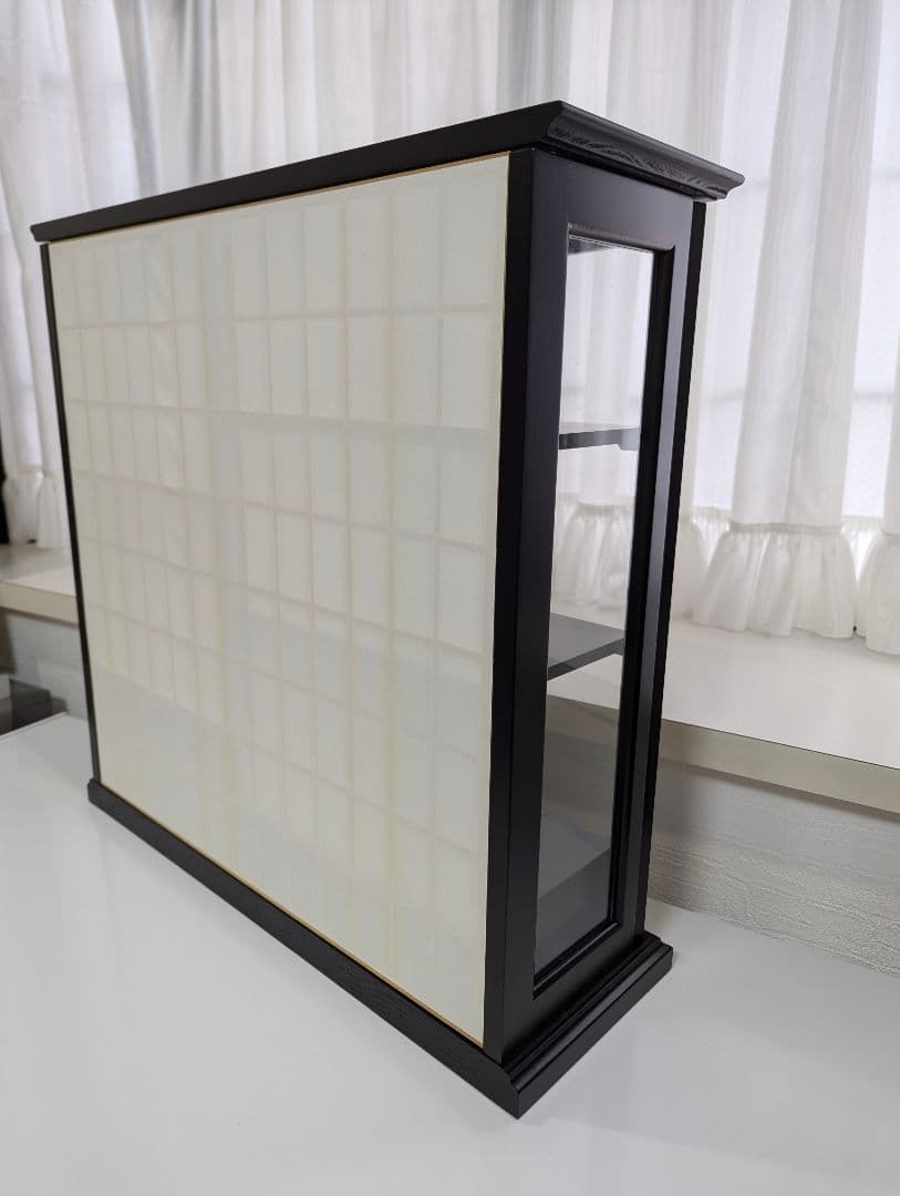 【新品】ガラス扉付きコレクションケース　可動棚付き　煎茶茶碗　飾り棚 　組立式