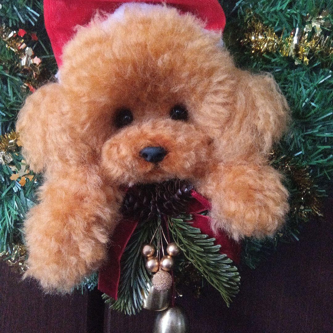 羊毛フェルト　トイプードル　クリスマスリース