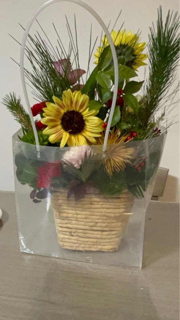 オーダー商品 バスケットアレンジメント 花束 お正月 インテリア