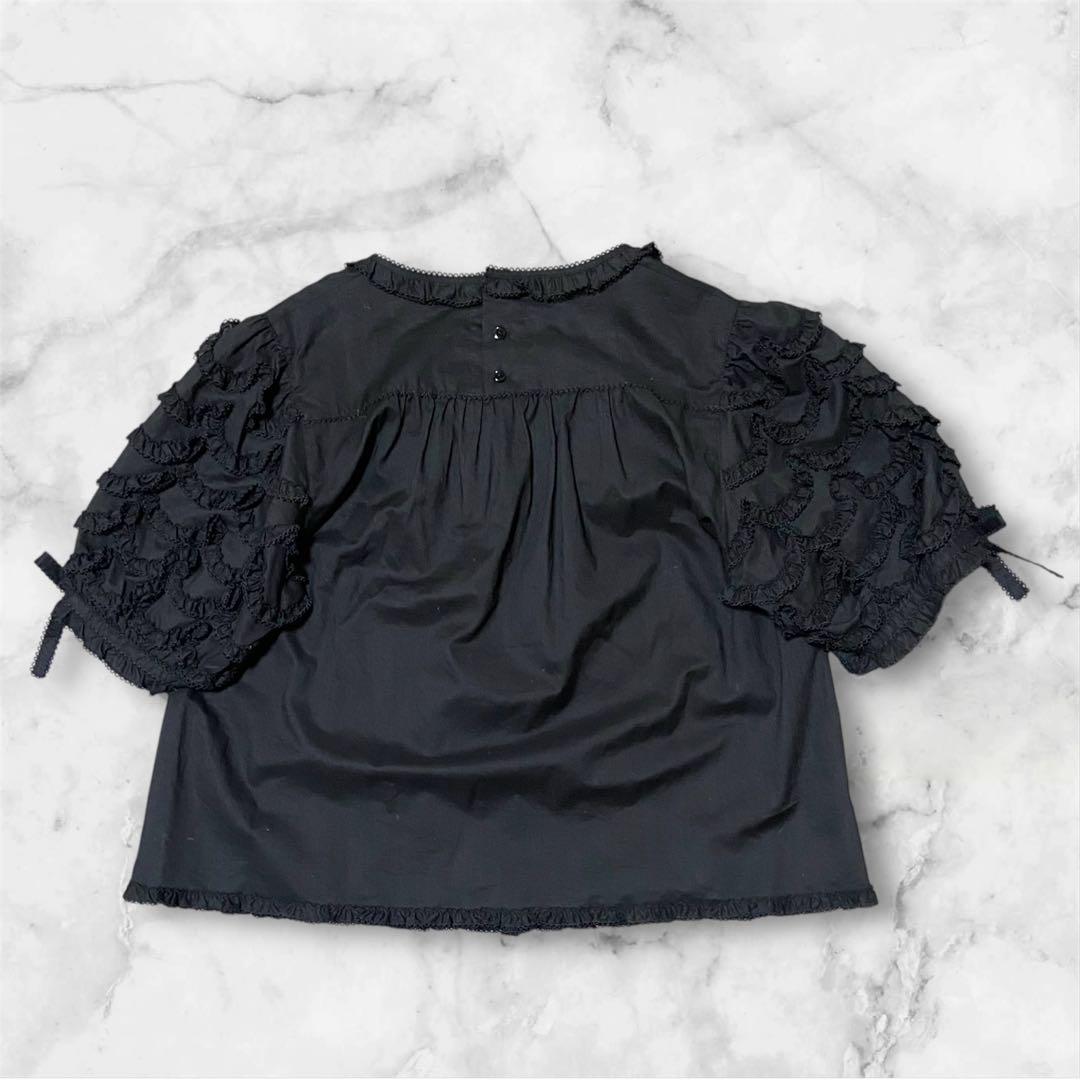 人気】PINK HOUSE ピンクハウス フリル リボン 半袖ブラウス ブラック