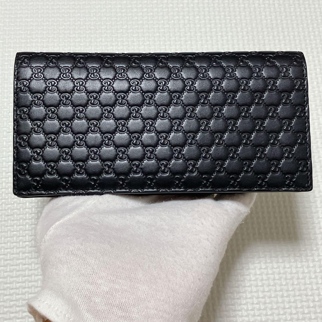 未使用　GUCCI グッチ レザー長財布　マイクロシマ　ブラック　黒