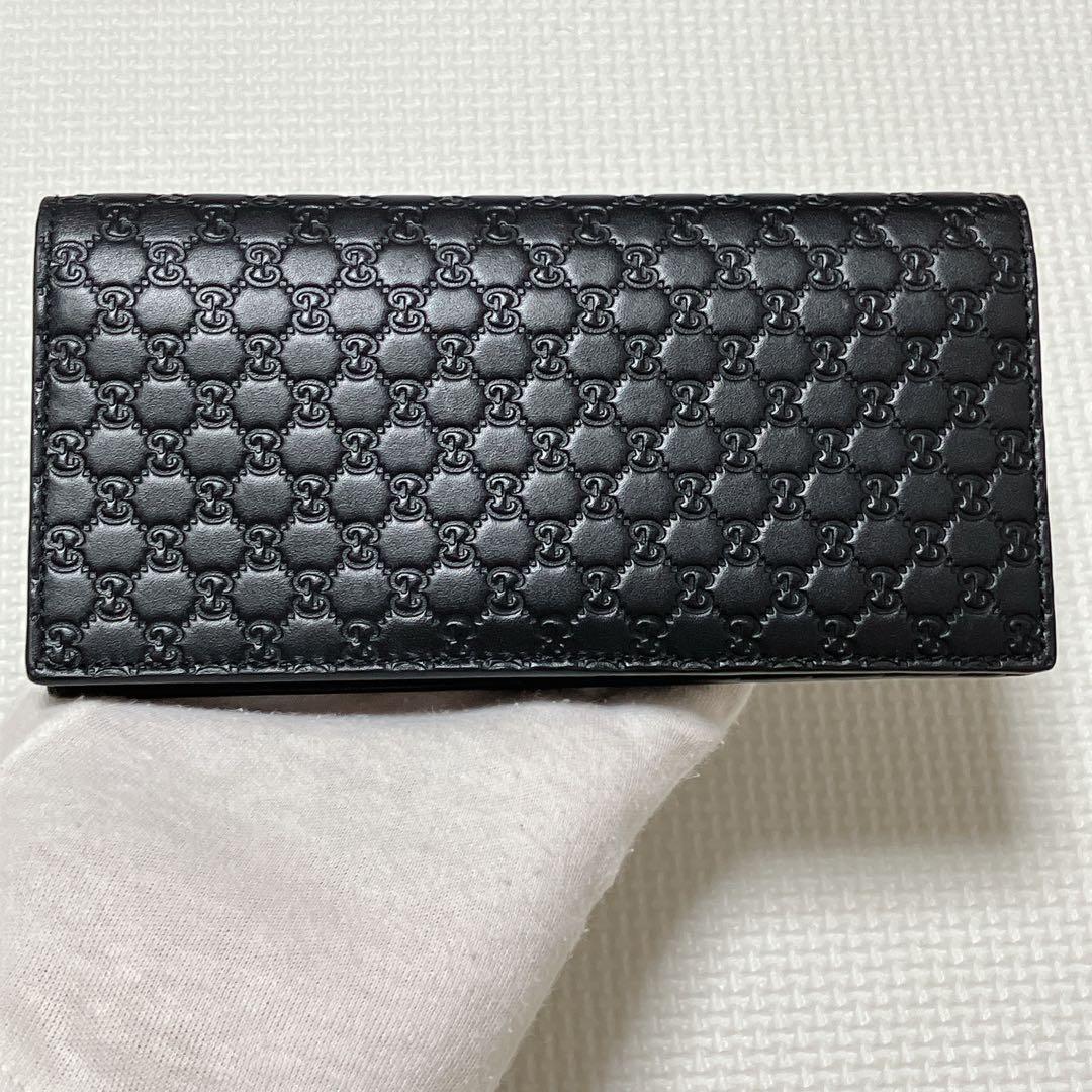 未使用　GUCCI グッチ レザー長財布　マイクロシマ　ブラック　黒
