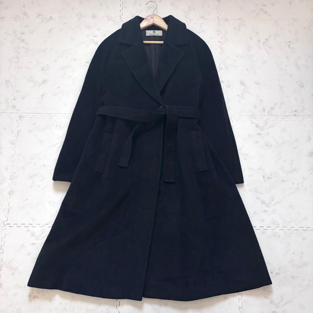 GIVENCHY 高級素材混紡 ベルテッド ロングコート ブラック 40 L相当