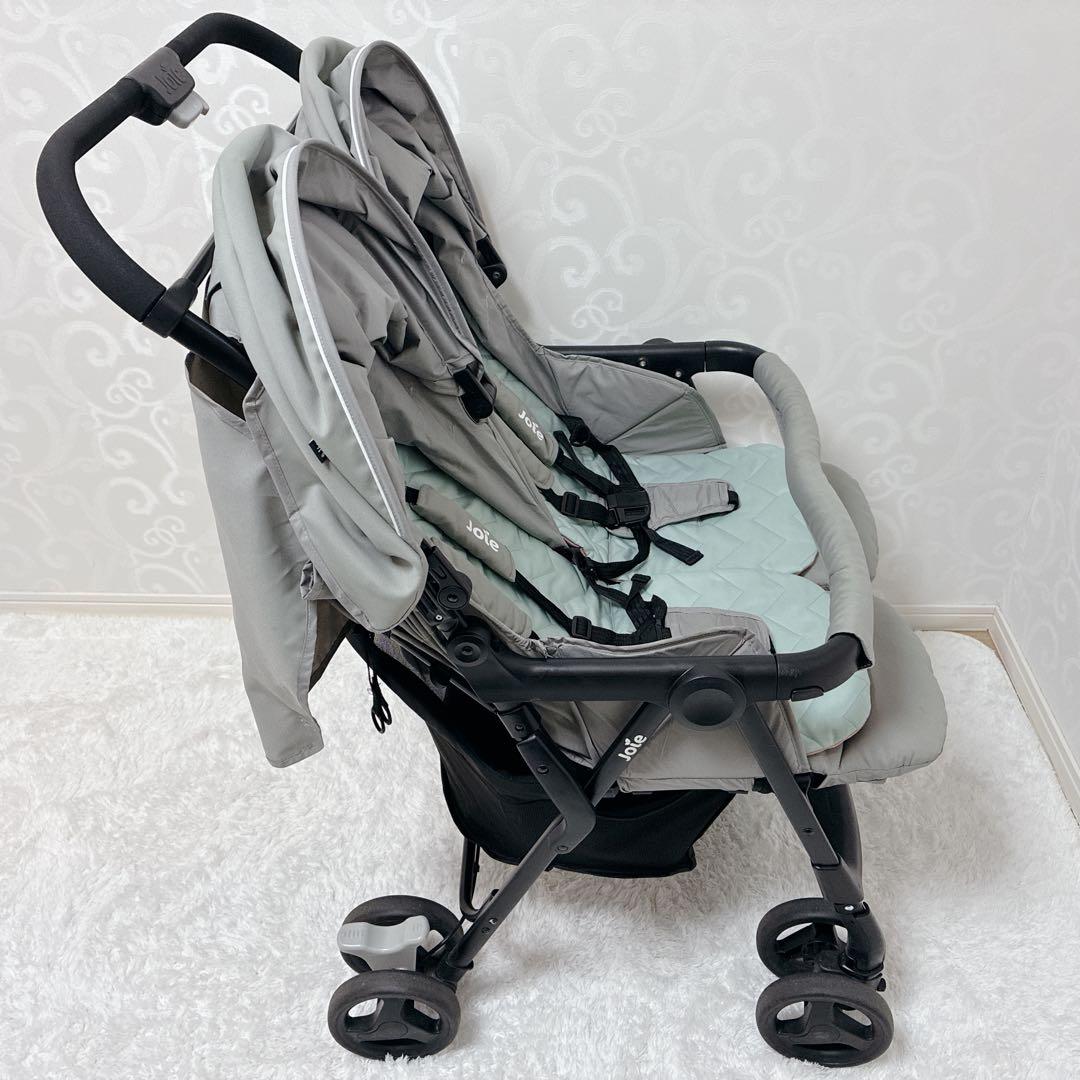 【美品】Joie ジョイー エアツイン 二人乗りベビーカー　レインカバー付き