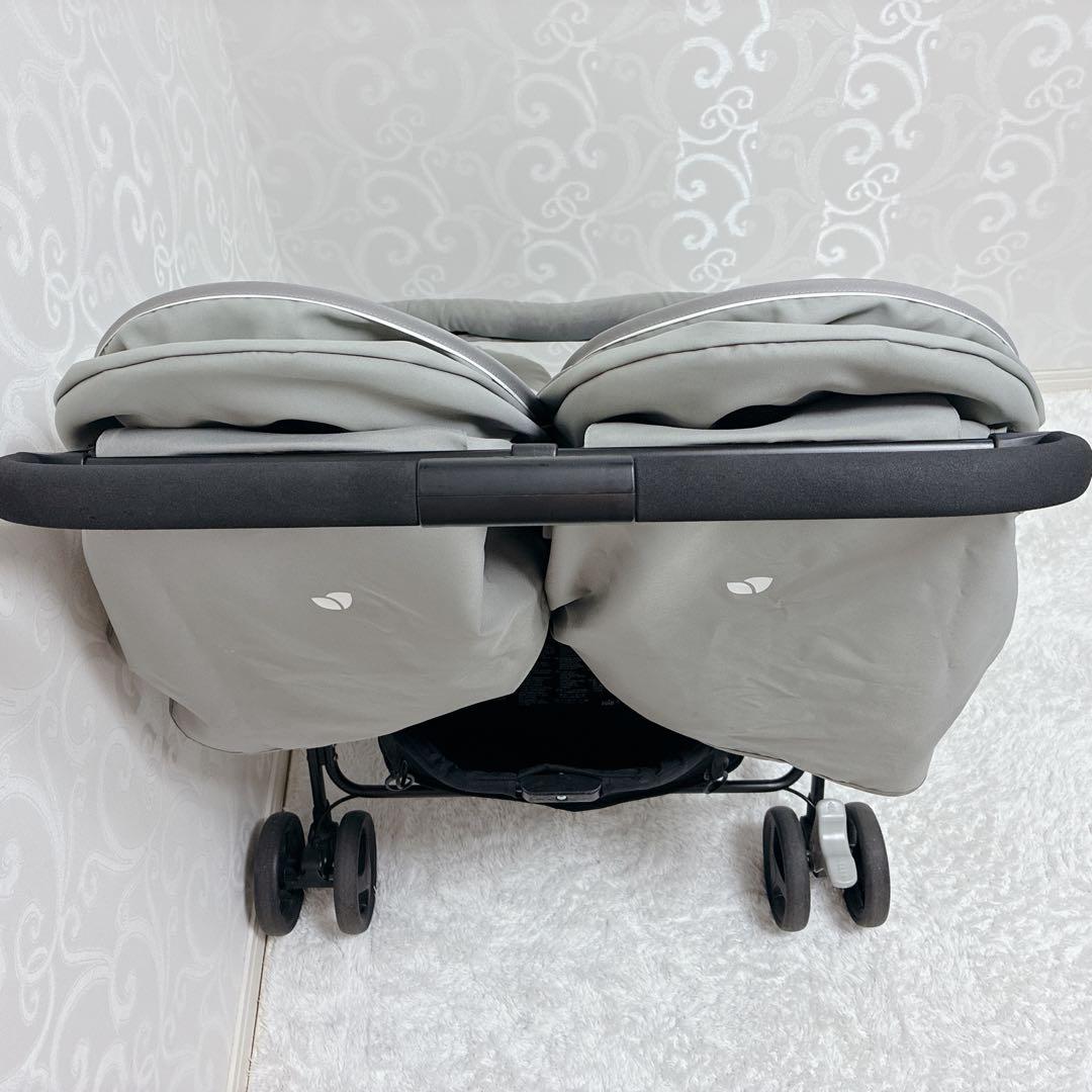 【美品】Joie ジョイー エアツイン 二人乗りベビーカー　レインカバー付き